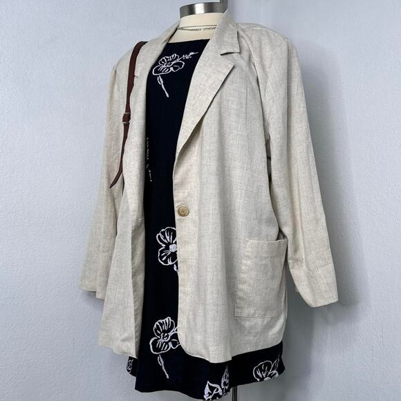 Vintage 90s Minimalist Costal One Button Blazer Unlined - Picture 2 of 7